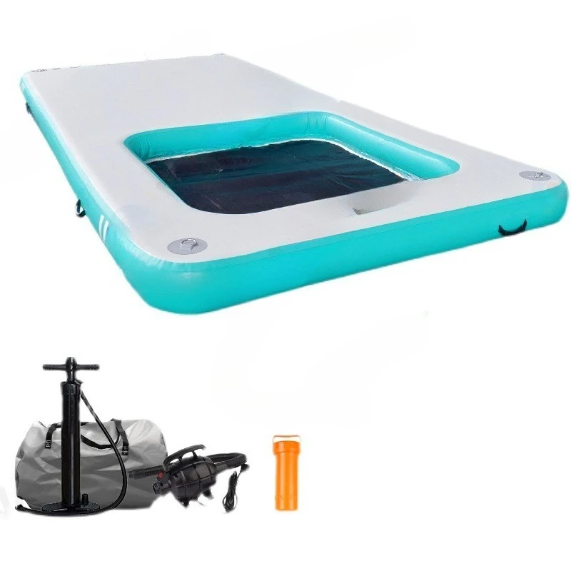 

Outdoor water inflatable floating platform pool yacht going to sea trailer leisure platform fishing floating