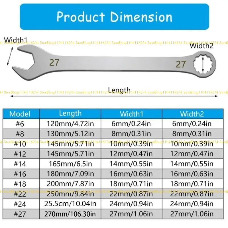 P9FB Double Ended Wrench Spanner for Narrow Areas for Restricted Areas and Toolboxes