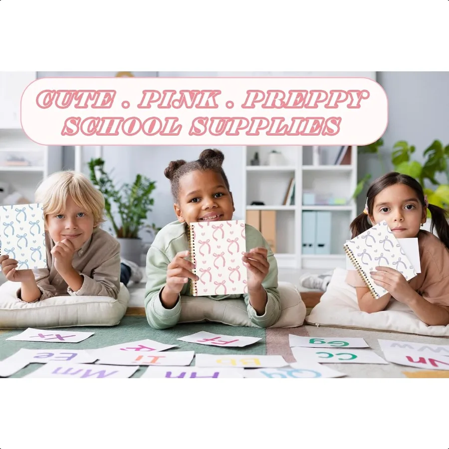 مجلة للفتيات المراهقات لطيف المدرسة يطير للفتيات الوردي القوس Preppy دفتر مذكرات الاشياء القرطاسية غلاف دفتر دوامة 5.