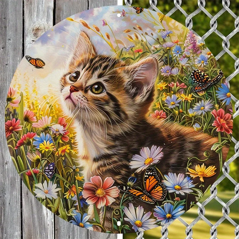 

Aluminum Metal Cat Pet Decoration Sign, HD Printing, Pre-drilled for Easy Hanging, Ideal for Dormitory and Valentine's Day Gift