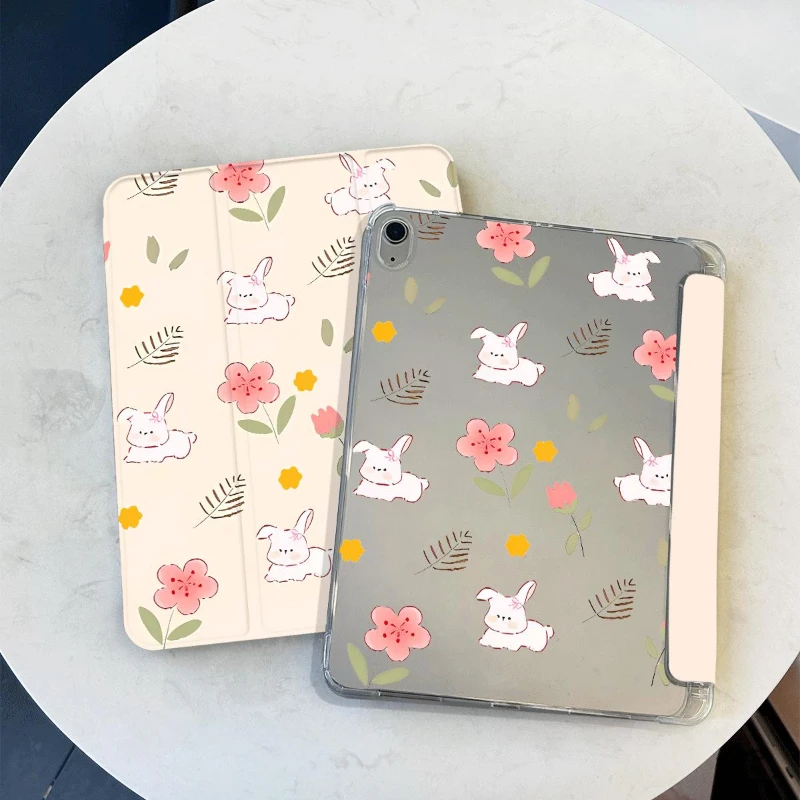 

Ipad 2017 10,5-дюймовый тройной чехол Funda 2021 10,2 7/8/9 поколения Ipad Mini6 8,3 IPad Air 5 2022 Air 4 Чехол Flower Bunny PC Shell