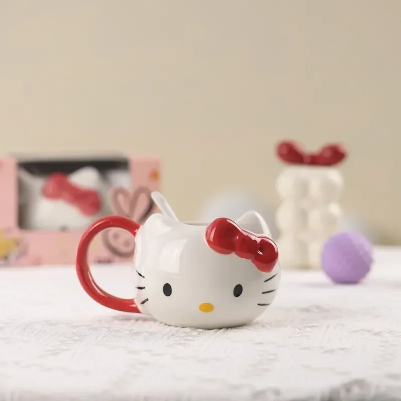 Kitty gato caneca kt cerâmica copo de água grande samll dos desenhos animados grande capacidade rosa copo de água xícara de chá bonito copo de água do agregado familiar