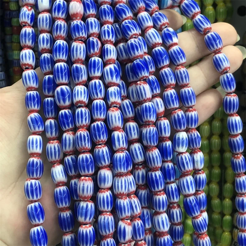 12x8mm Nepal Style Colorful Lampwork Beads Oval Shape Bead Diy Loose Beads for Jewelry Making Handmade Bracelet Accessorie1Strip