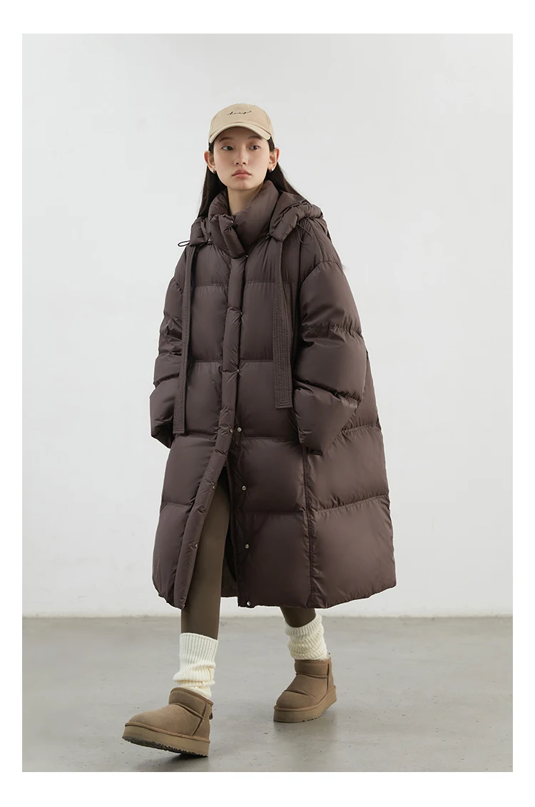 CHIC VEN New Women Down Coats Solid Loose Casual Hooded Down Jacket Female Soft 90 White Duck Down Coat Thick Autumn Winter 2024