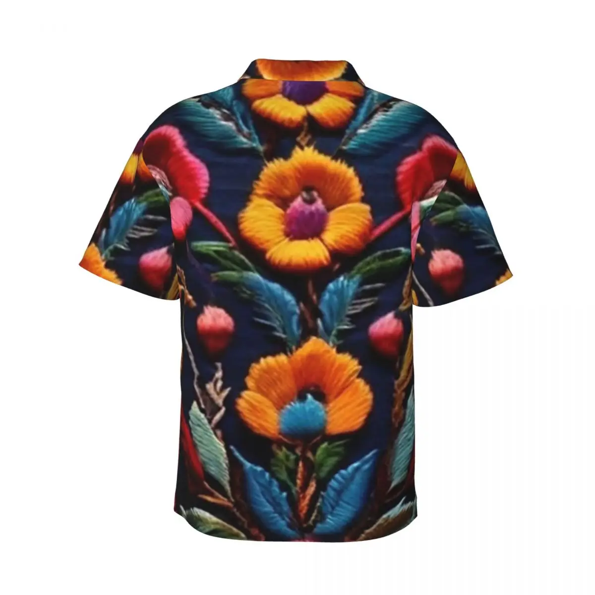 Mexicaans borduurwerk bloemen herenoverhemden Hawaiiaans overhemd met korte mouwen Casual reverstopjes voor zomerstrand