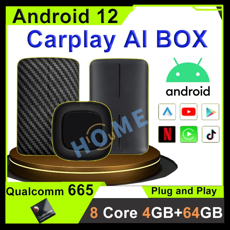 

Carplay Ai Box Android Snapdragon android 12 4G+64G Wireless MirrorLink AI Box for universal Kia VW Toyota Peugeot Volvo