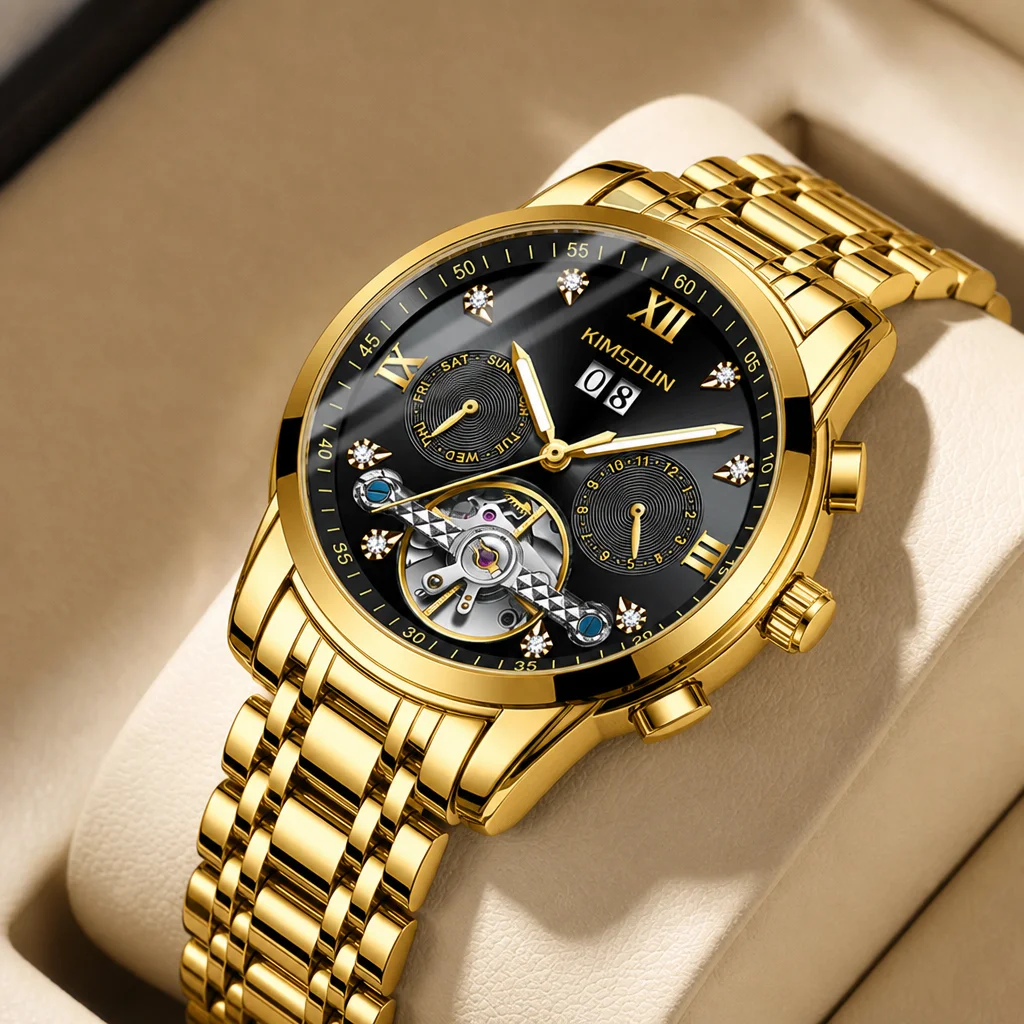 

1pcs Men's black dial alloy strap vintage fashion open heart skeleton details Mechanical Watch for daily business party holiday