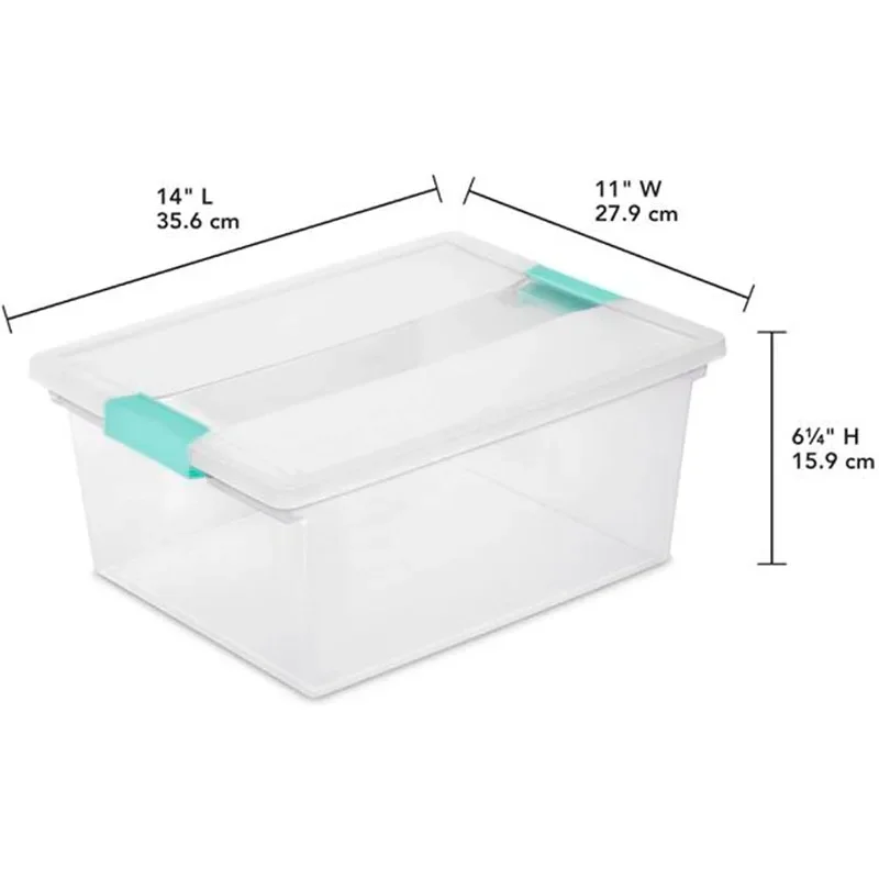 Sterilite Deep Clip Box, Stackable Small Storage Bin with Latching Lid, Plastic Container to Organize Paper, Office, Home