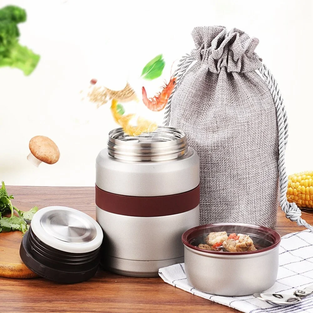 

350ML /500ML Thermo Mug Vacuum Flasks Stainless Steel Mini Lunch box Thermoses with Containers for Hot Food 4 Colors