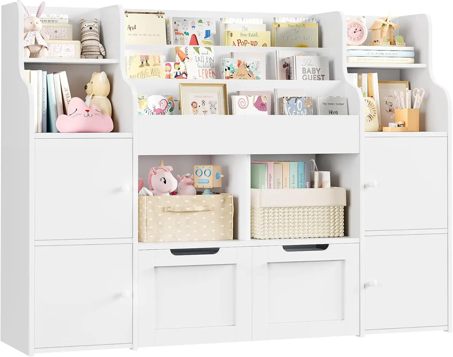 Organizer, Large Toy Organizers and Storage with 8 Storage Cubbies and 2 Movable Drawers, Toy Shelf Organi
