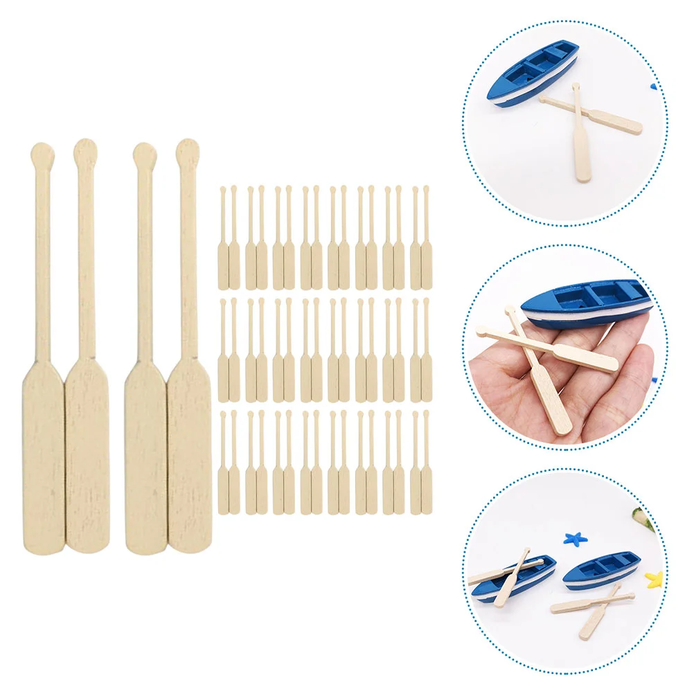 24 paia di micro paesaggi da spiaggia per bambini, barca, canoa, pagaia, remo, accessori per la casa da giardino in legno