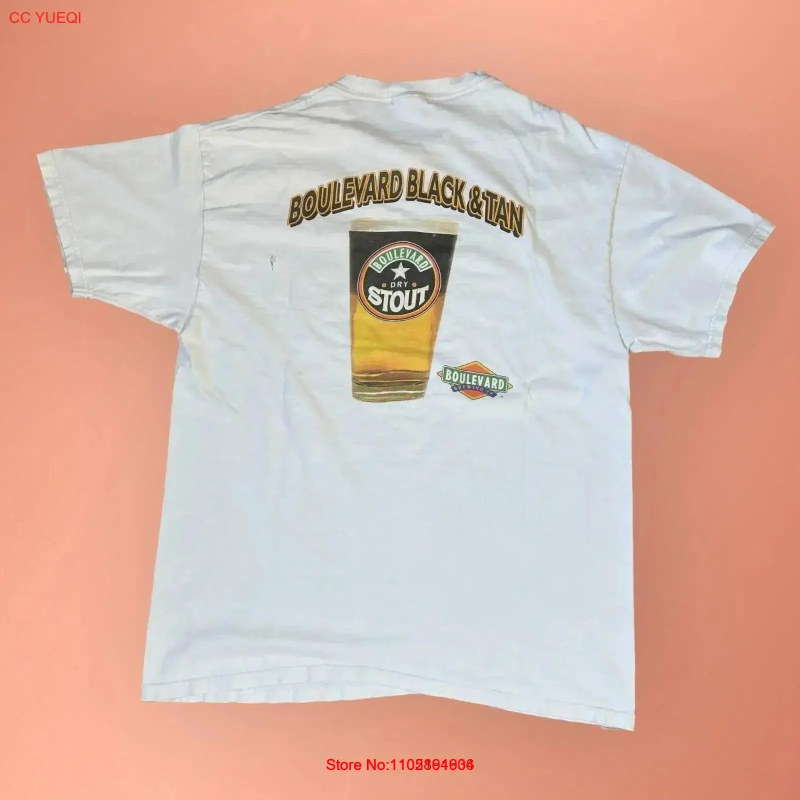 Vintage 90s Boulevard Brewing Co T Shirt Mens Large Dry Stout Beer Promo White vintage Washed Breathable designer clothes