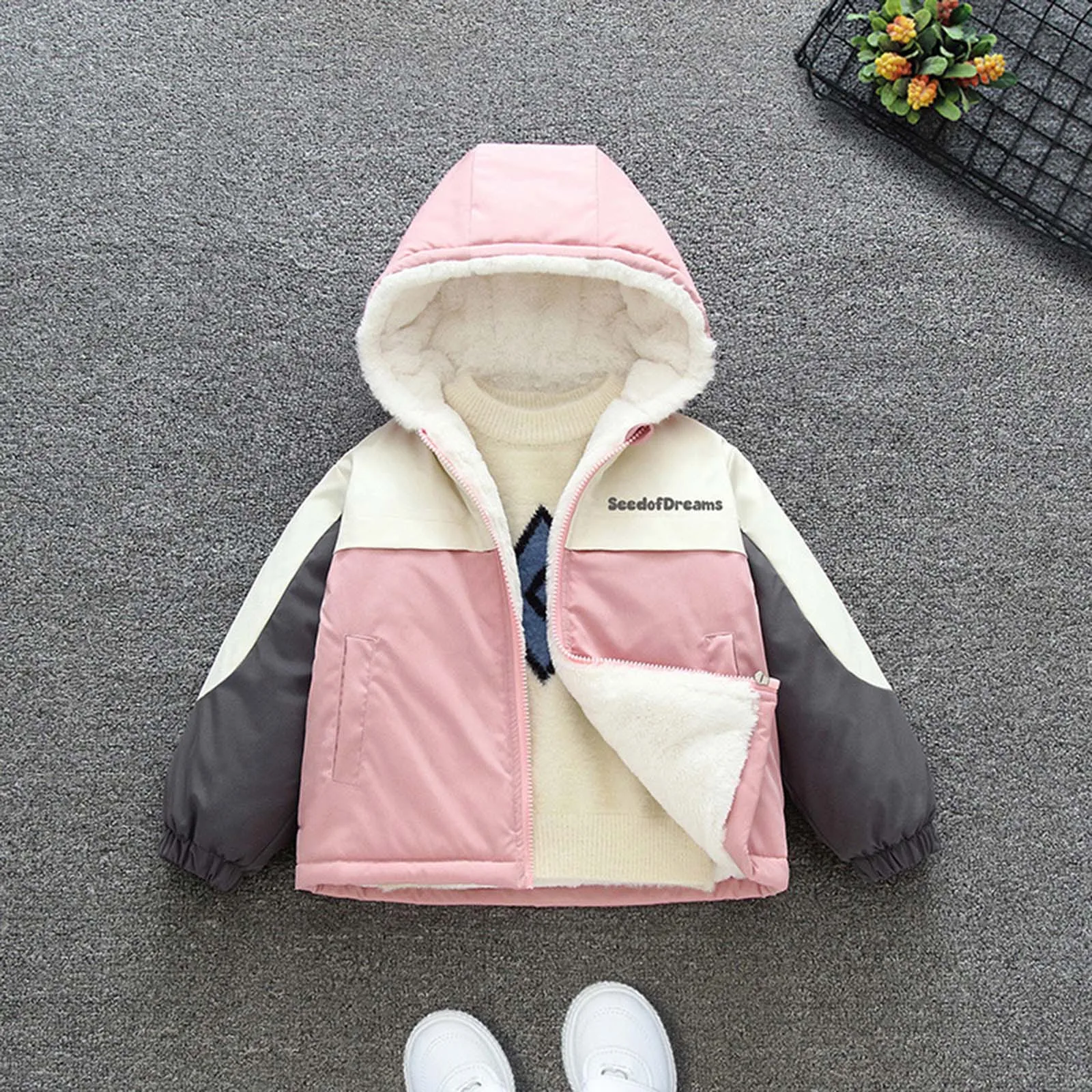 

Hot Toddler Lined Jacket Children Simple Letter Prints Hooded Jackets Outdoor Windproof Overcoat Boys Outdoor Cold Weather Coats