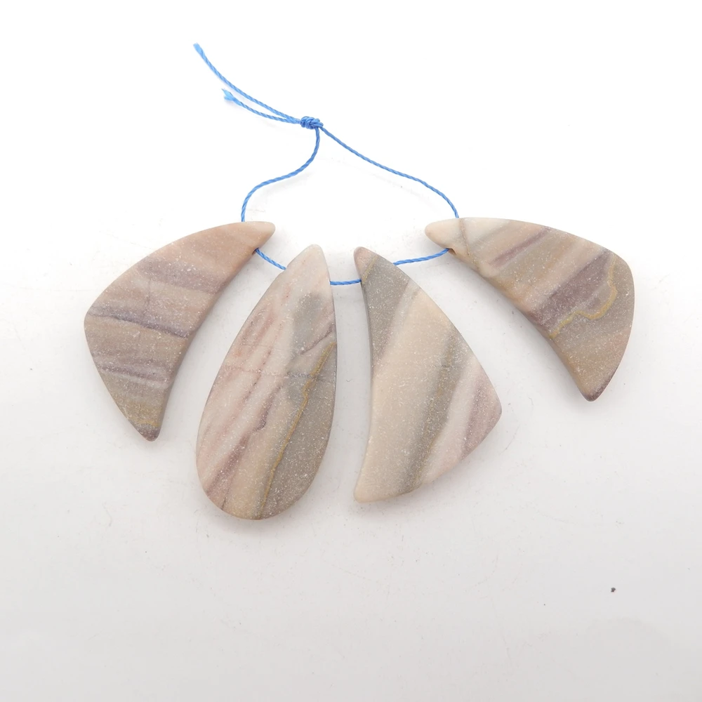 Fashion Jewelry,4PCS Ocean Jasper Pendant Jewelry Beads Sets 43x20x6/37x21x5mm-24.8g