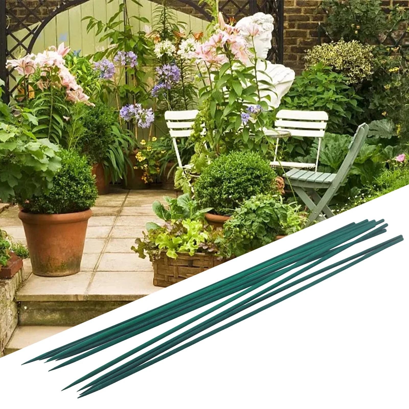 10Pcs 40cm Green Plant Support Sticks Canes Flower Garden Plant Stake Holiday Decorations Plant Care Accessories Gardening Tools