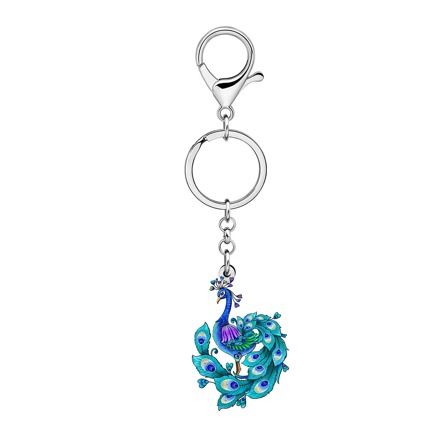 WEVENI Acrylic Colorful Peacock Birds Keychains Holy Elegant  Animals Jewelry Handbag Car Key Chains for Women Girls Accessories - view 2