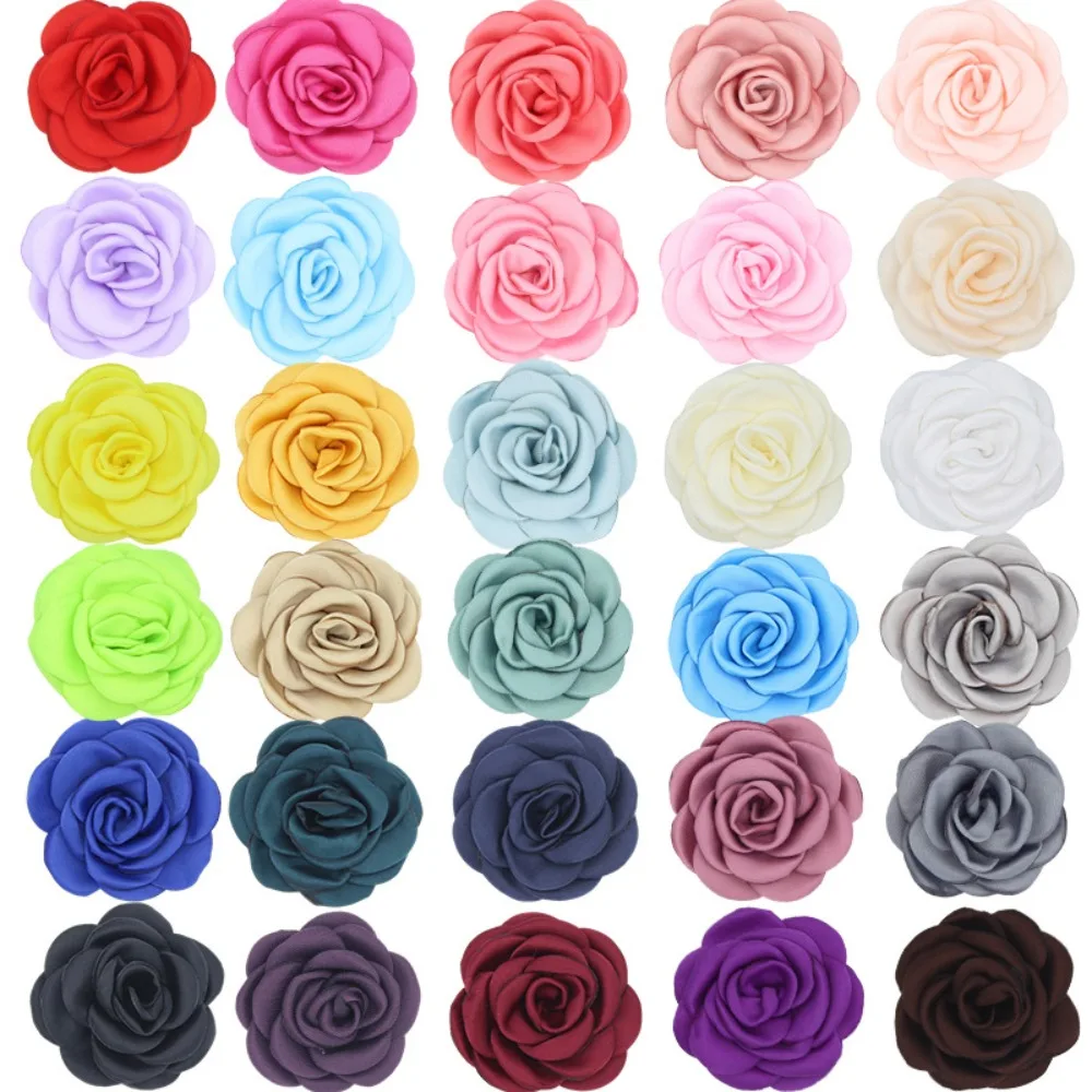 Camellia Flower Fabric Artificial Flower Women Silk Satin Rose Hair Accessory Wedding DIY Dress Decoration Luggage Accessory