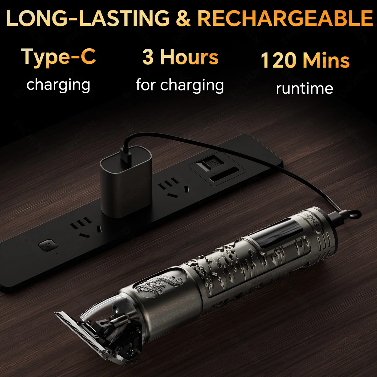 ماكينة تشذيب اللحية ENCHEN GoldStone 1 بدون فجوة شفرات شحذ ذاتية قابلة للتعديل Turbo 6500PRM مع شاشة رقمية