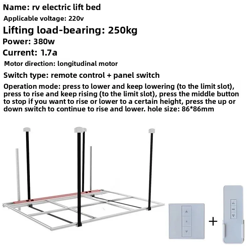 Elektrisch RV-hefbed, RV-hefbed, RV-modificatie, geef de maatgegevens op bij het plaatsen van een bestelling.