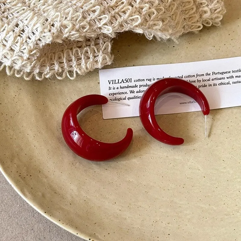 الفرنسية C على شكل الراتنج الأقراط للنساء الكراميل الحليب الأبيض فريد حلقة الأقراط مزاجه سحر قسط المجوهرات #3