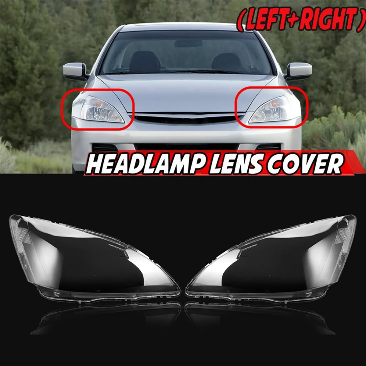 Right Car Headlight Lens Cover Light Lamp Lampshade Front Light Shell for Accord 2003-2007