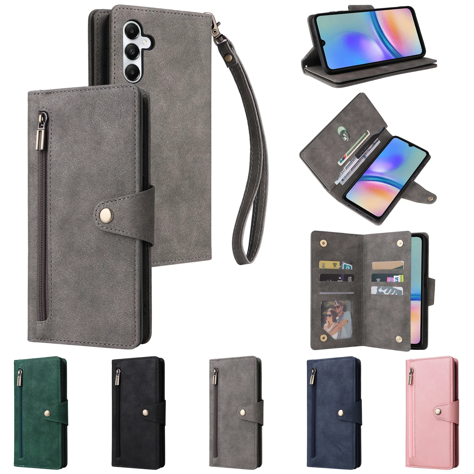 

13X*Fillet Leather Case Wallet Anti-fall Flip Phone Case For SAMSUNG GALAXY A55 A70 A71 A72 A73 A82 A81 A91 M60S M80S 4G/5G