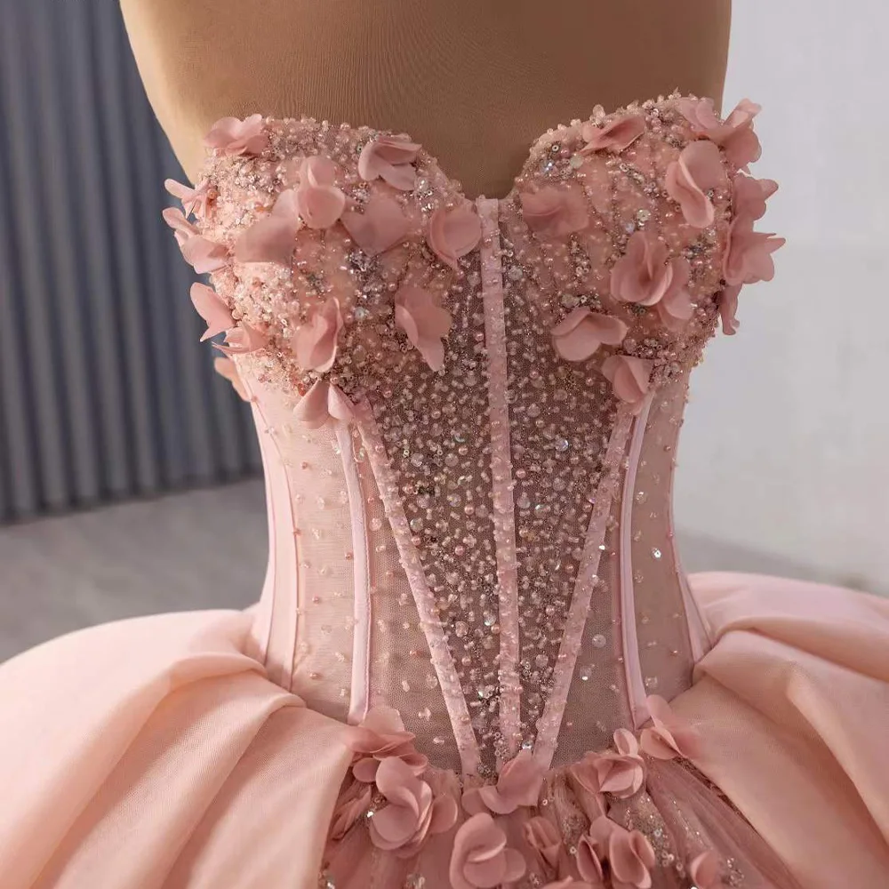 Vestidos De 15 Años Quinceañeras sin mangas apliques De novia con cordones en la espalda vestido largo rosa o morado para ocasiones especiales