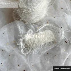 50g White Long Hair Hand Mixed Thread Handmade Crochet Handbag Doll Hair Loop DIY Pendant Decoration with Multiple Strands Yarn