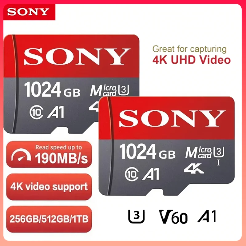 

SONY Micro SD Card Mini Memory Class 10 High Speed 1TB 4K Ultra-HD Video A2 TF Flash Card MicroSD for Xiaomi Camera Phone Drone