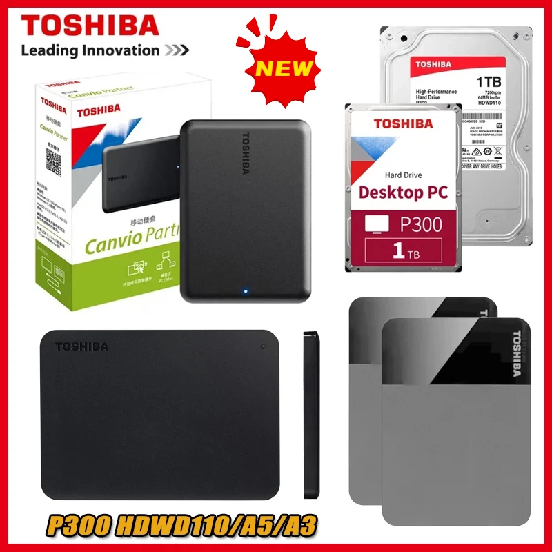 

2026 Hot Sale A3 A5 HDTB410YK3AA Canvio Basics For Toshiba 500GB 1TB 2TB Portable External Hard Drive USB 3.0 Black