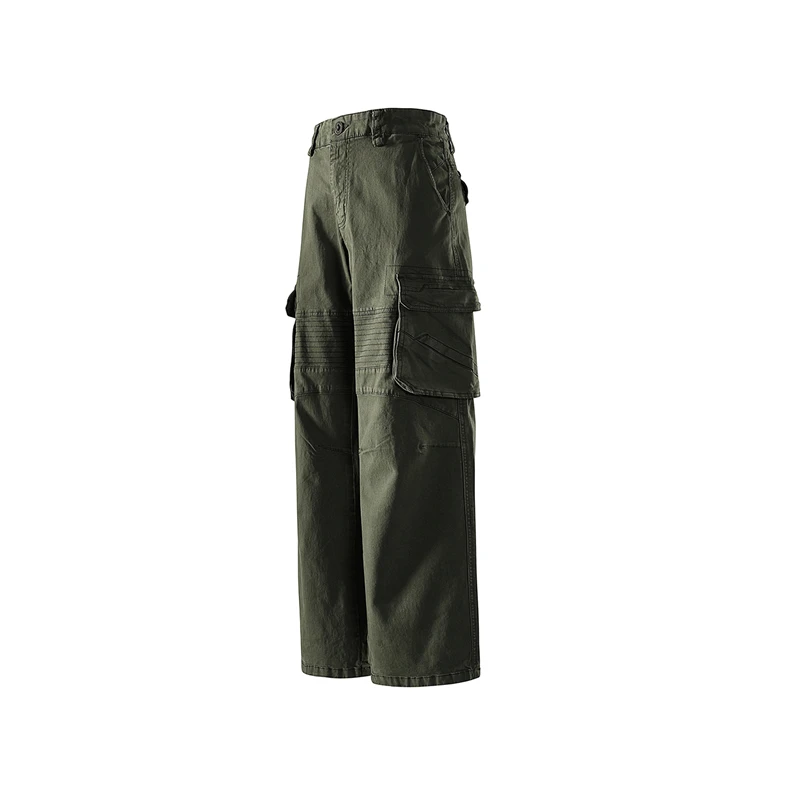 

American Retro Multi-Pocket Work Pants Straight Leg Wide Leg Loose Fit Men's Women's Design Army Green Casual Trousers
