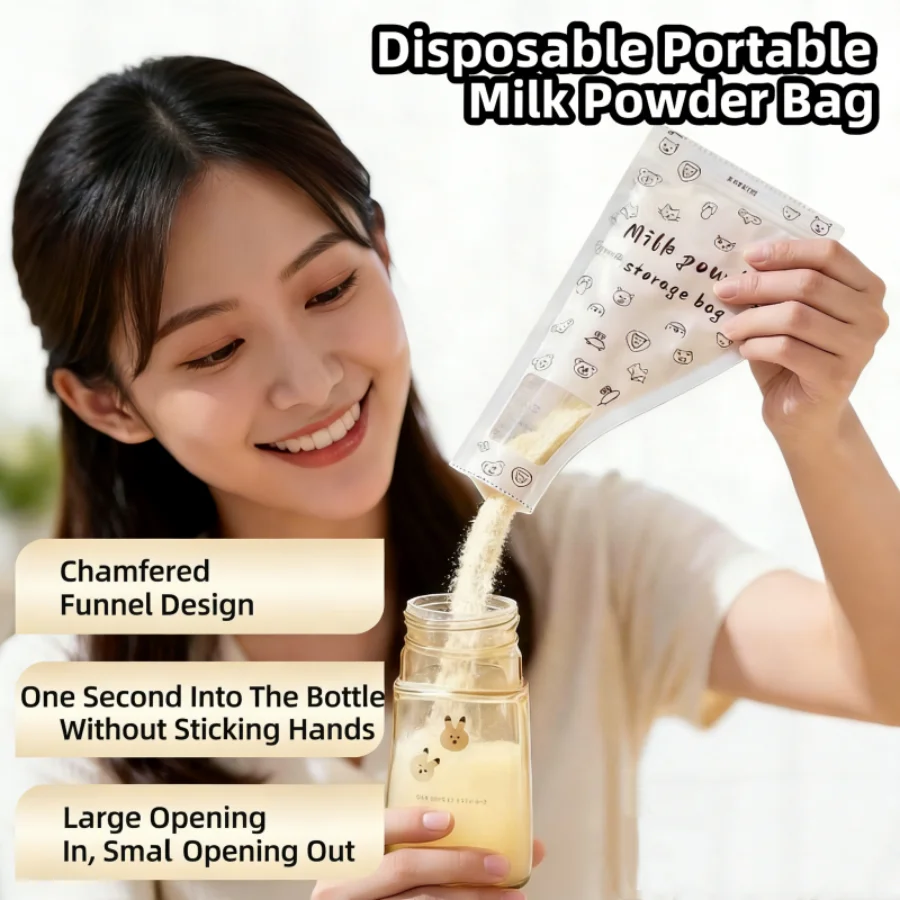 60 bolsas desechables para almacenar leche para bebés, bolsas para conservar la leche en polvo, bolsas para envasar leche en polvo, bolsa portátil para leche en polvo