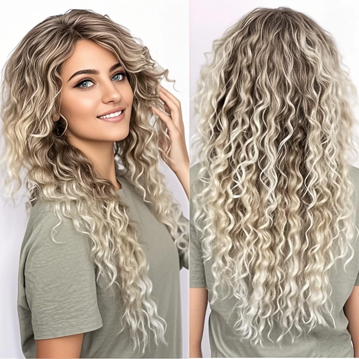 

1 женский синтетический парик средней длины, короткий волнистый боб, из термостойкого волокна, базовый стиль.