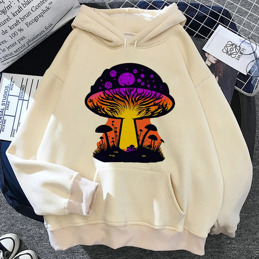 

Magic Mushrooms Alien Psychedelic hoodies women streetwear anime Winter anime Hood Pullover female 90s Hood