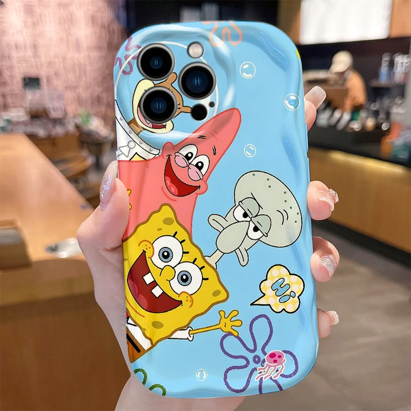 S-SpongeBobs Pictorial Case for iPhone 15 14 Plus 13 12 Mini 11 Pro Max XS X XR 8 7 6 6S SE 2022 2020 Shockproof Silicone Cover