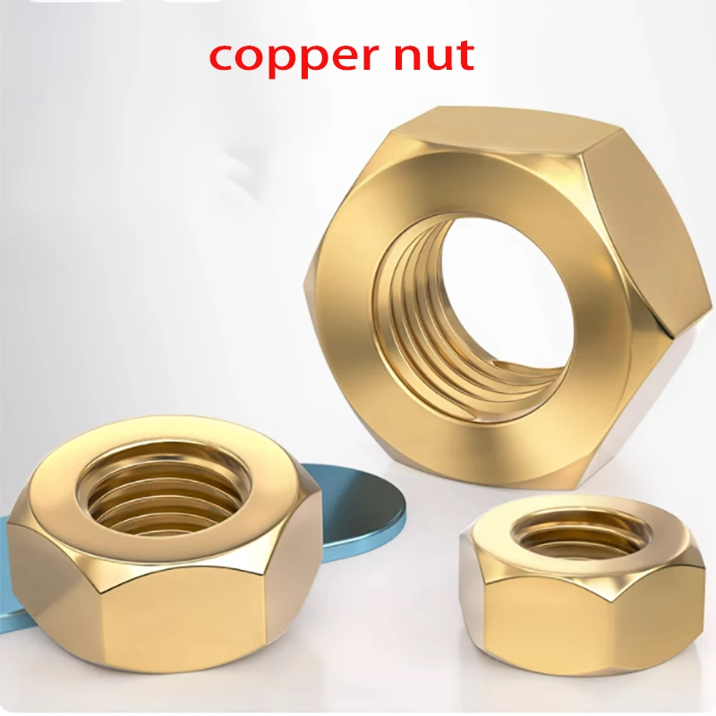 

DIN934 Brass Hex Nut M1 - M24 Metric Threaded Hexagonal Nut For Bolts Screws Solid brass Copper Nuts