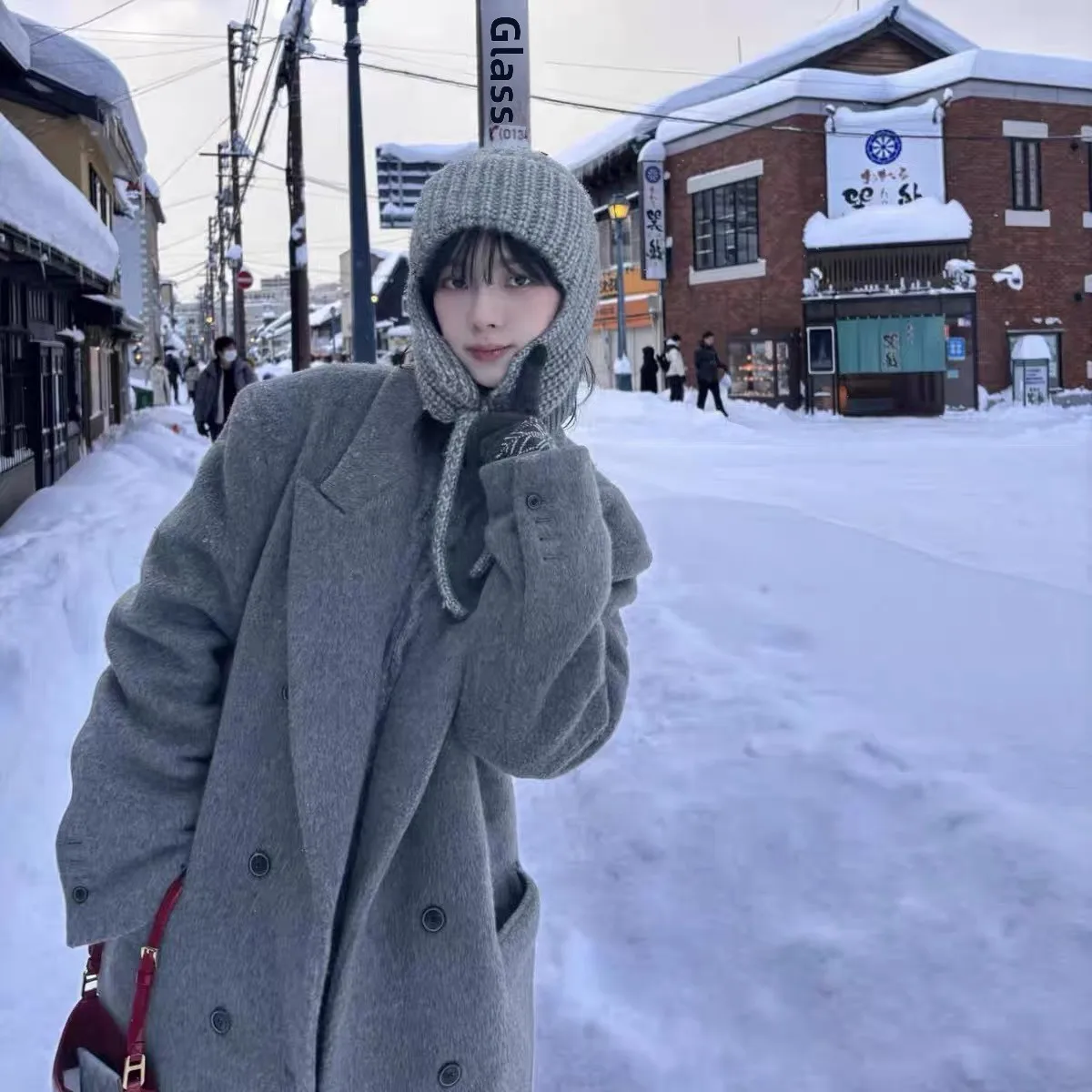 

Thi Knitted Hat with Tie for Flng Warm Ear Protection Winter Cap Casual Sle Geometric Pattern for Young Travelers