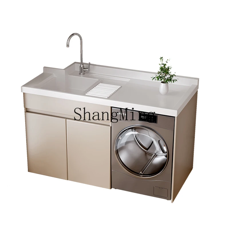 

HJ balcony integrated laundry pool basin sink with rubbing board laundry cabinet significant other