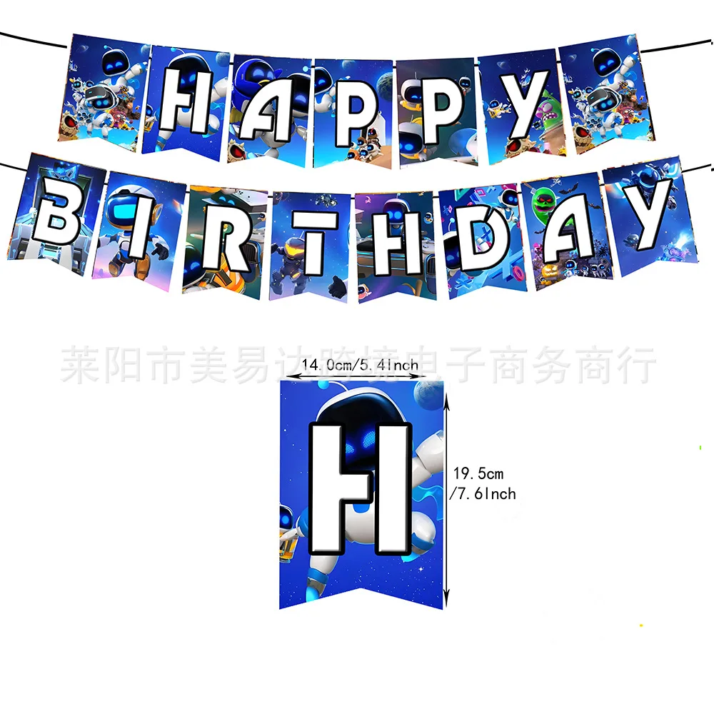 Astro Bot Happy Birthday Party Decor Supplies Banner Cake Top Balloon Cartoon Anime Holiday DIY Decoration Accessories Cute Gift