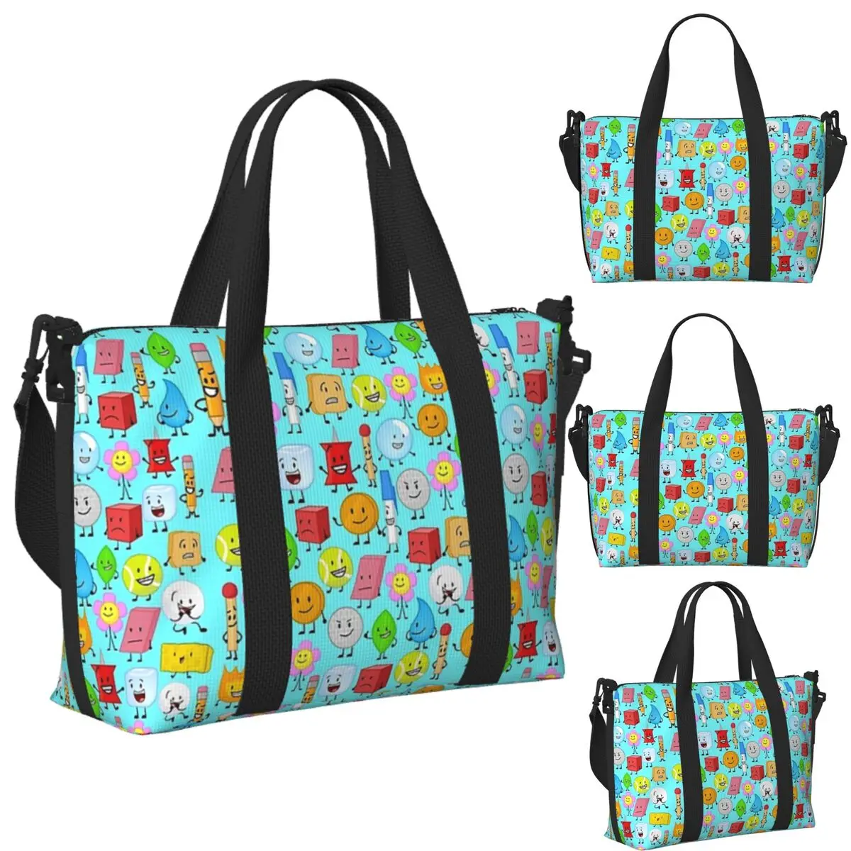 

Custom Bfdi Beach Travel Bag Large Capacity Tote Bags for Gym Yoga Women Shopping Duffle Shoulder Bag