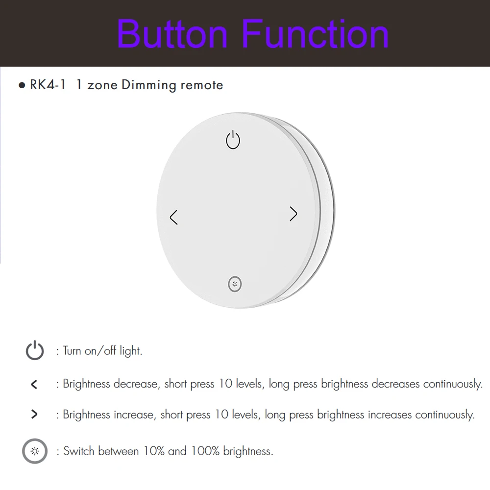 Rf Mini Stijl Led Dimmer Kit Binnenverlichting 12V 24V 1ch Enkele Kleur Led Dimmen Controller 2.4G Draadloze Slimme Afstandsbediening