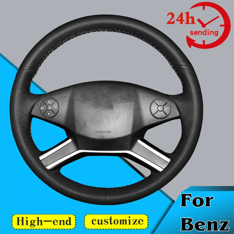 Custom Car Steering Wheel Braid Cover 100% Fit For Mercedes Benz GL-Class M-Class R-Class X164 W164 2008 2009 2010-2012 2013