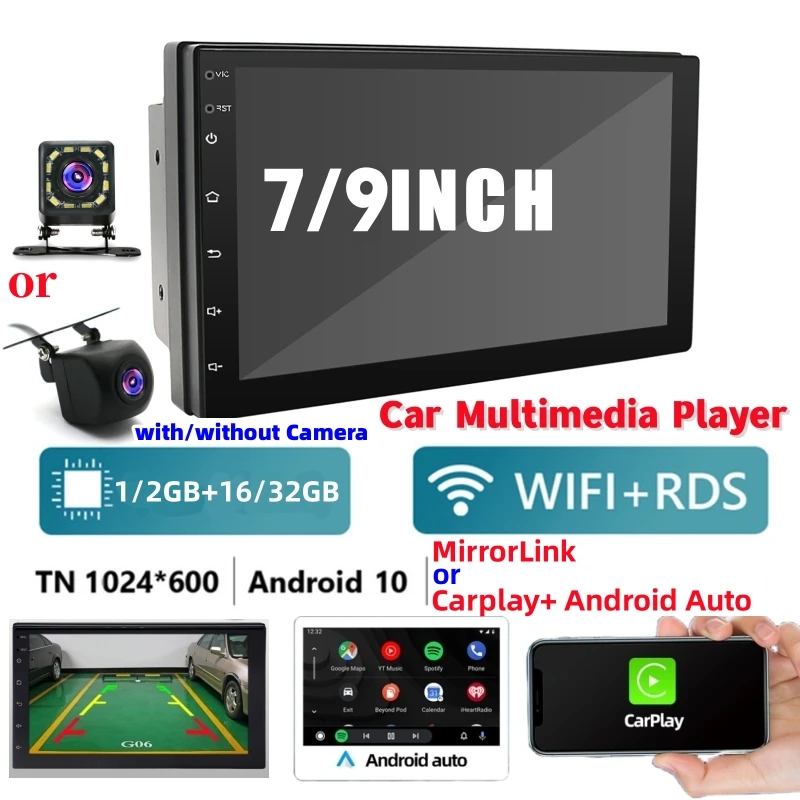 

7/9 Inch Car Multimedia Player Radio GPS Navigation Wifi Bluetooth Suppport with/without Camera(1/2GB +16/32GB)