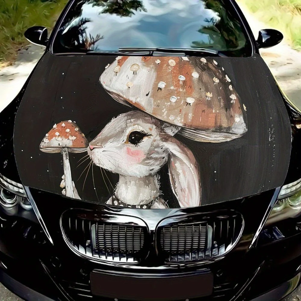 

Cute drooping ear rabbit Print car hood stickers, waterproof self-adhesive, scratch resistant, easy to stick, durable car PVC st