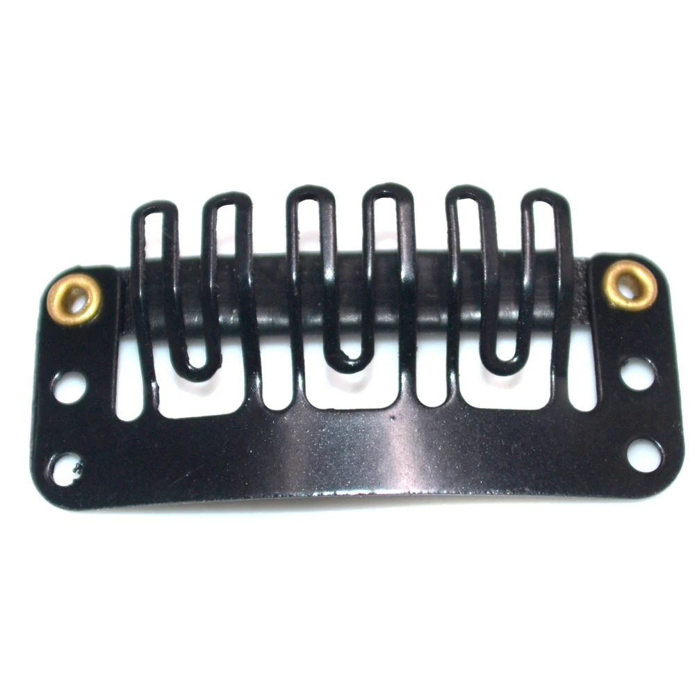 

U-образные металлические зажимы для расчески для парика с 6 зубцами, защелкивающийся инструмент для наращивания волос для закрытия, черные аксессуары для волос с утком 32 мм