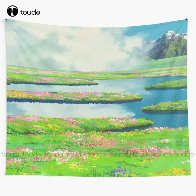 Anime Landscape Beautiful Ocean Sky Sun Lighting Tapestry Tapestry Wall Hanging For Living Room Bedroom Dorm Room Home Decor