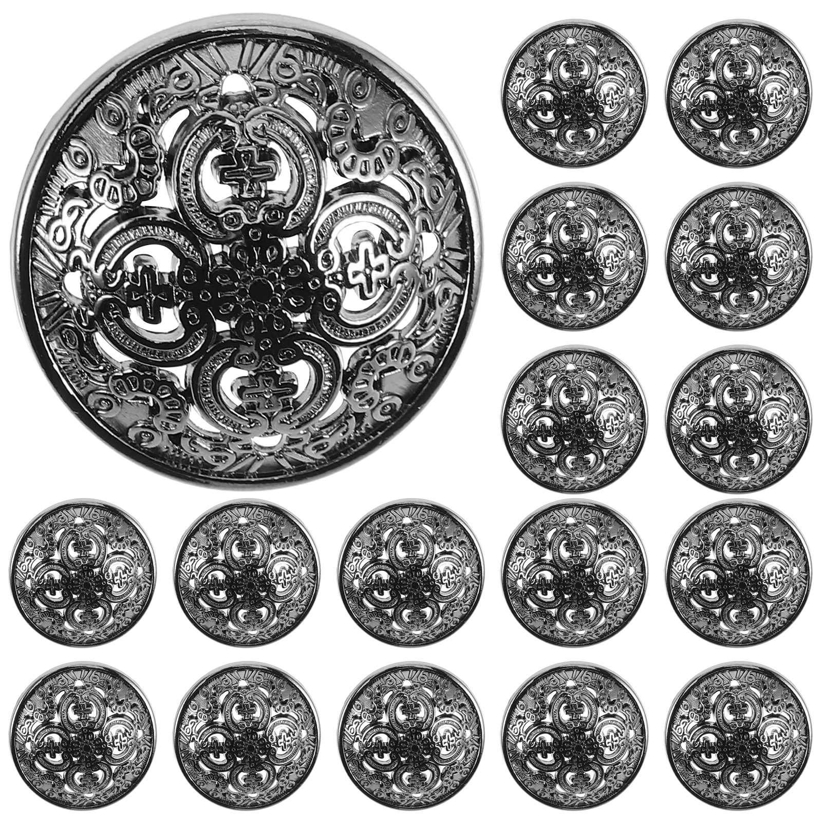 

30Pcs 23mm Durable Metal Buttons Hollow-Out for Coats Jackets Shoes T-Shirts Craft DIY Fashion Decor Black
