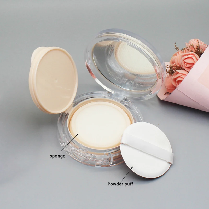 Empty Loose Powder Box Portable Makeup Powder Subpackage Case With Mirror Foundation Powder Puff Jar For Ladies