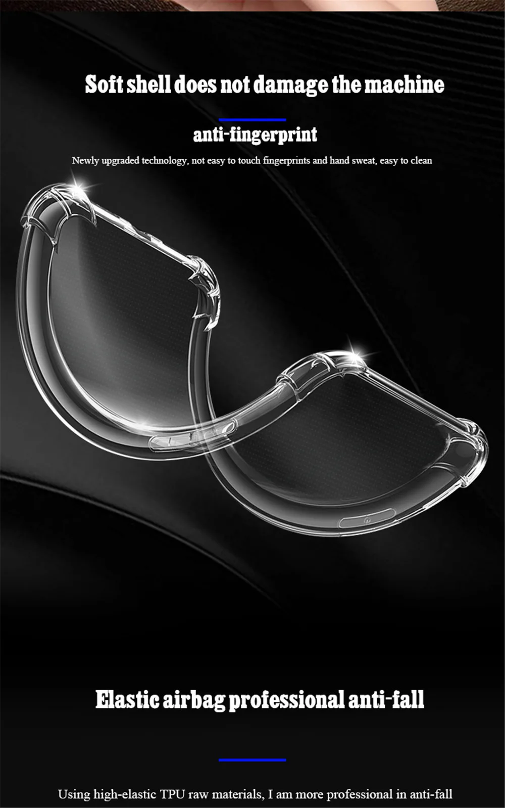 Airbag stoßfeste transparente Hülle für Xiaomi Redmi Note 10 10T 11 Pro 10S 11s 9 9S 8 8T 7 6 5 Pro klare Soft Cover – Detail 6