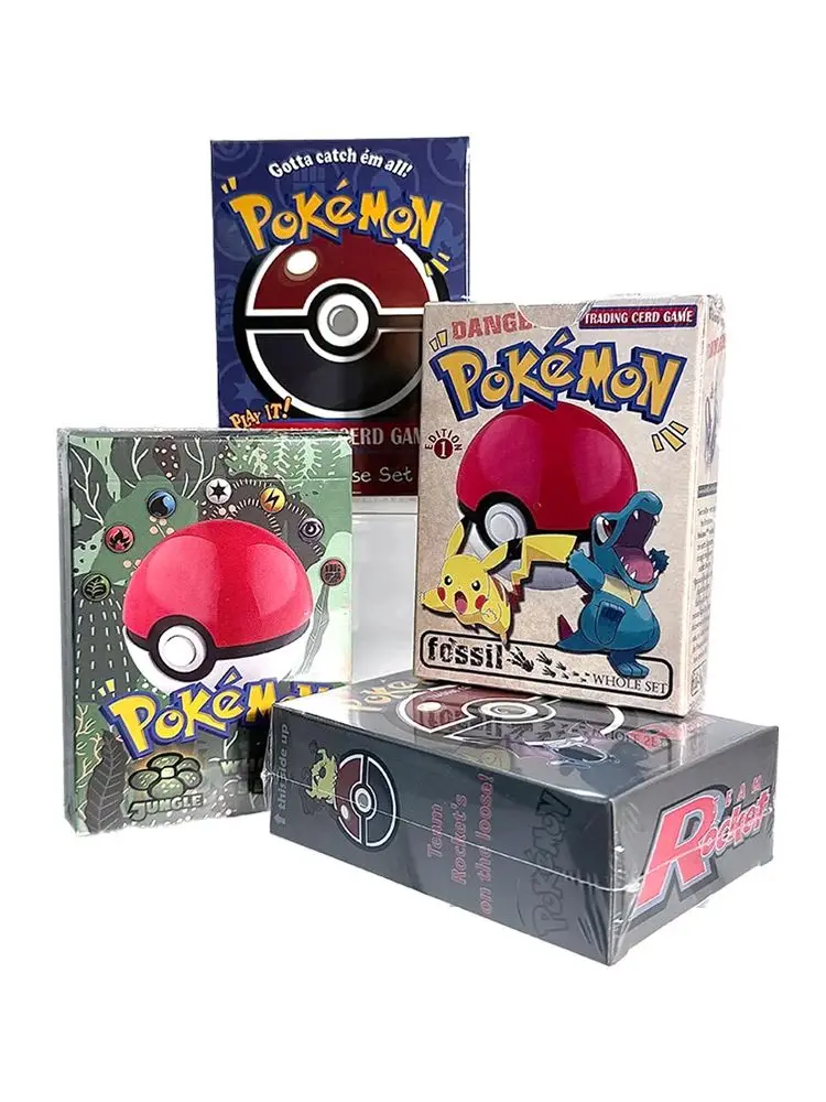 PKM-Karten, ganzes Set, Basisset 2/Team Rocket/1. Edition, Dschungel/Fossil, TCG, Brettspiele, Sammlung, TCG, Proxy-Karten, Spielzeug, komplettes Set